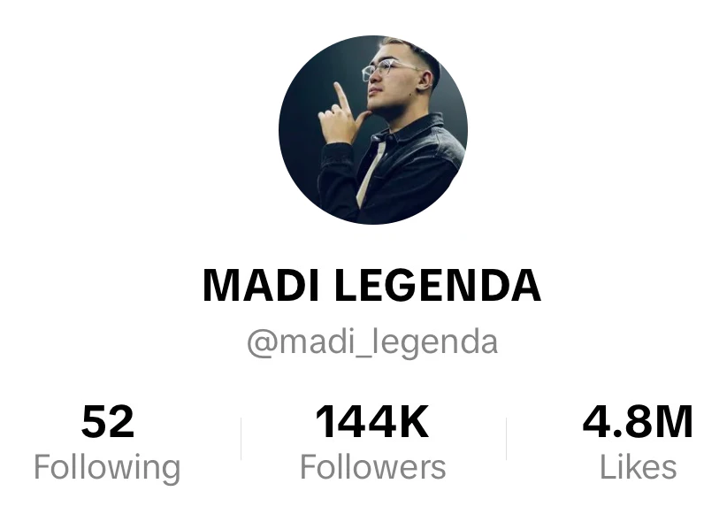 Профиль madi_legenda в TikTok: 144K подписчиков, 4.8M лайков